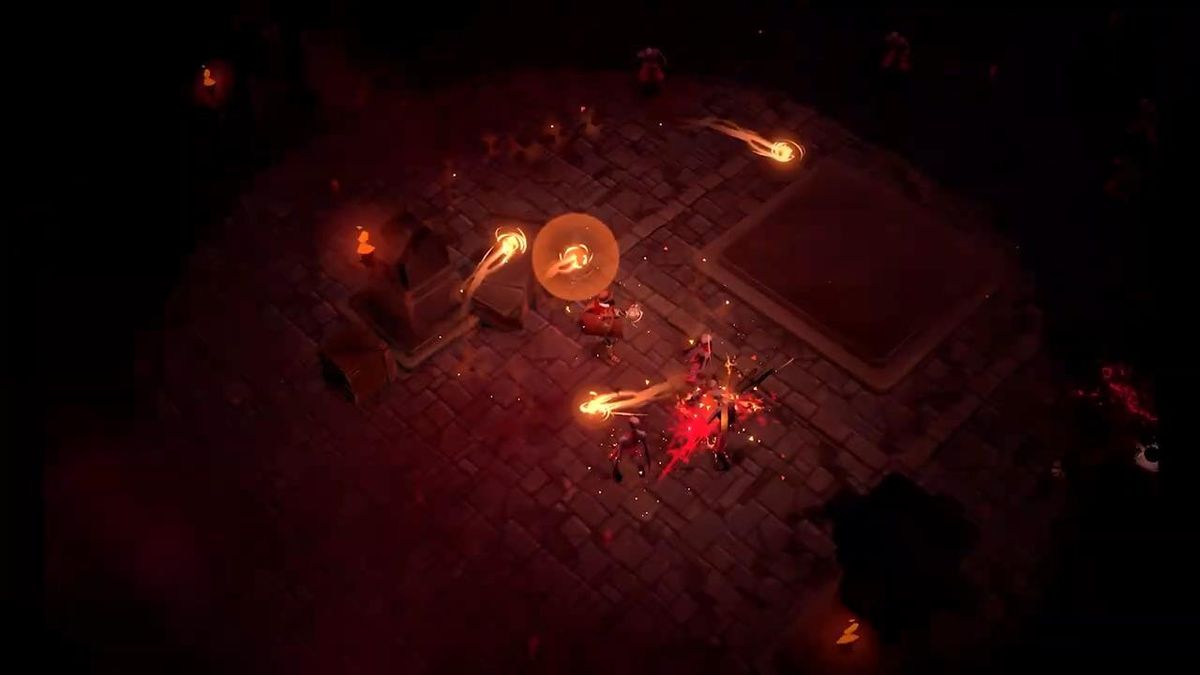 黑暗祭坛场景，被锁链束缚的灵魂悬浮空中，四周布满神秘符文