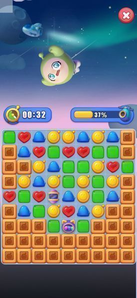 小绿被困在星空梦境中的紧急事件，背景梦幻却带有危机感