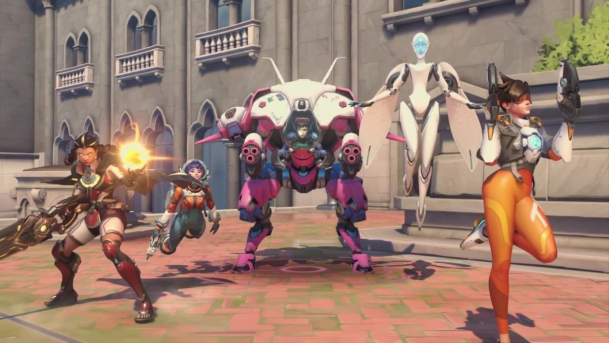 哈扎德释放技能制造能量墙，阻挡敌方火力，队友在其后方推进