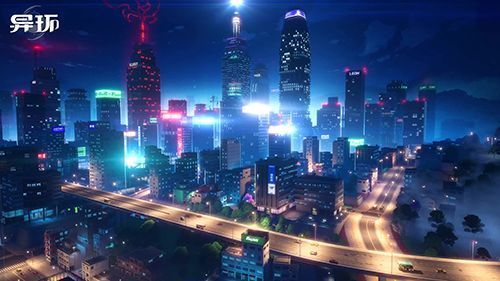 游戏角色薄荷小姐站在夜市摊位前，手中拿着发光的章鱼烧，背景是热闹的街道与霓虹招牌，氛围温馨又奇幻