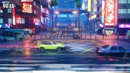 海特洛市中心广场全景，人群熙攘，空中漂浮着发光生物，建筑融合现代与奇幻风格，极具视觉冲击力