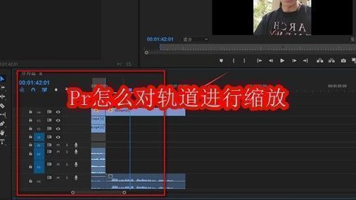 Adobe Premiere Pro界面展示时间轴区域，轨道排列清晰，用户正在浏览剪辑时间线