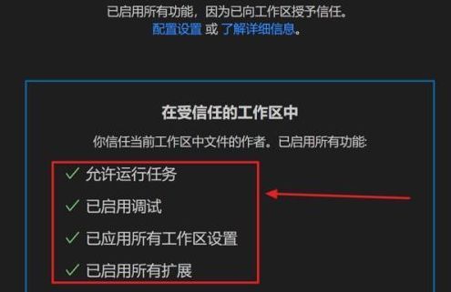VSCode中已完成信任设置并保存的界面状态