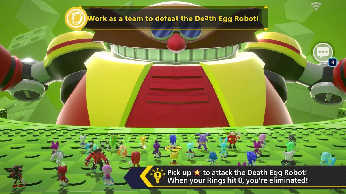 游戏主菜单界面，背景为旋转的彩色赛道，UI设计充满童趣与科技感