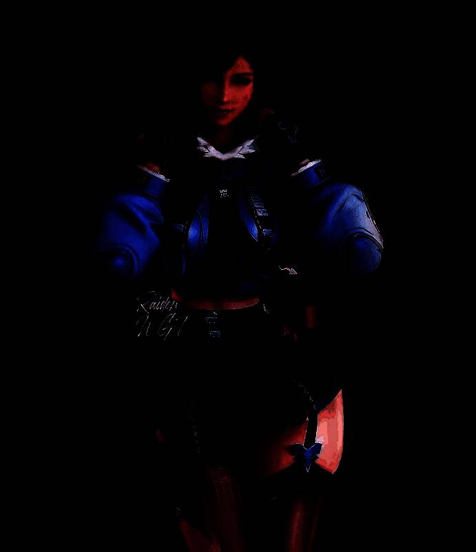 蒂法微笑的近景图，阳光洒在脸上，展现出温柔亲切的一面