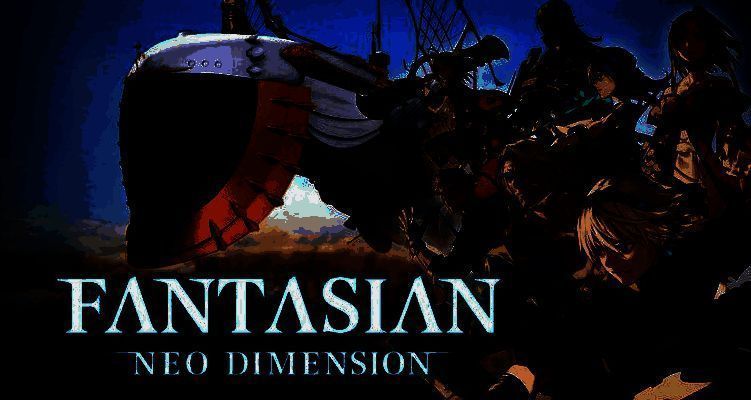 《FANTASIAN Neo Dimension》游戏主视觉图，展现梦幻宇宙与机械城市交融的奇幻场景