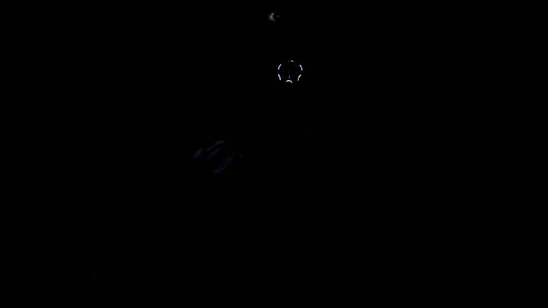 战斗场景截图：队伍在夜晚的竹林中对抗一只巨大狐妖，技能特效绚丽，光影表现细腻