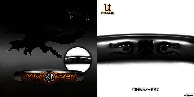 戒指内圈特写，清晰可见精细雕刻的怪物标志，展现品牌匠心工艺