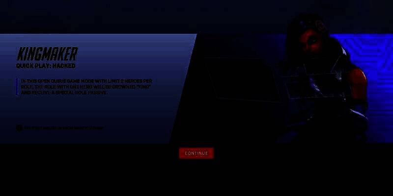 《守望先锋2》新实验模式“骇入-拥立国王”游戏界面截图，展示角色选择界面与职责分配状态