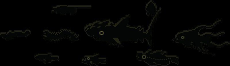 游戏深层区域的动态画面，背景逐渐变暗，出现发光生物与漂浮残骸