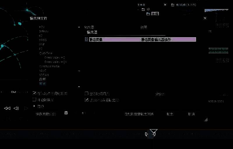 输出设置界面中选择图像输出，格式为JPEG，准备导出单帧