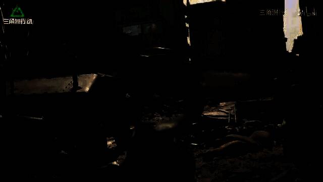 空中俯瞰视角下的城市战场，多辆军用车辆陷入包围