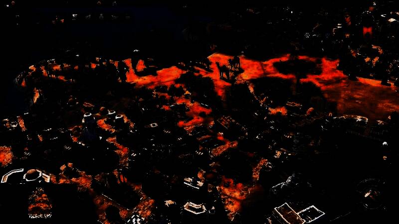 《文明7》PS5版城市建造场景，建筑错落有致，阳光洒落在屋顶上，环境光影逼真