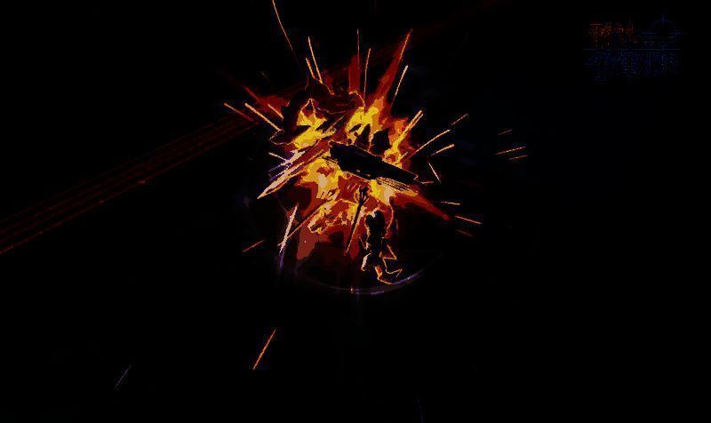 机体手持大刀高速突进，刀光闪烁，敌人被击飞至空中