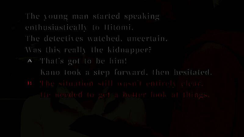 游戏中五位主角分屏画面，各自处于不同场景中做出关键抉择，体现多线叙事结构