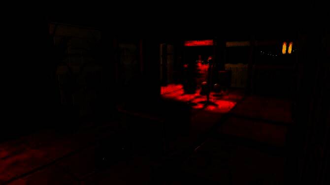 角色手持鱼叉准备对抗水中靠近的鲨鱼，紧张氛围拉满