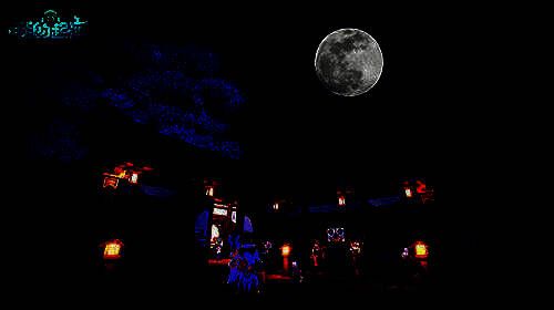 玩家家园内布置了中秋主题家具，月光桂树散发柔和光芒，大脚兔坐垫憨态可掬，整体充满节日温馨感