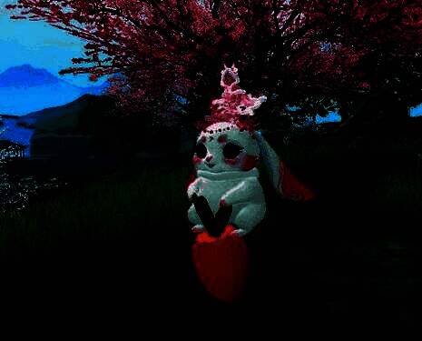 《天下》手游坐骑【兔飞猛进】动态展示，垂耳兔与少女在胡萝卜上互动，画面温馨搞笑