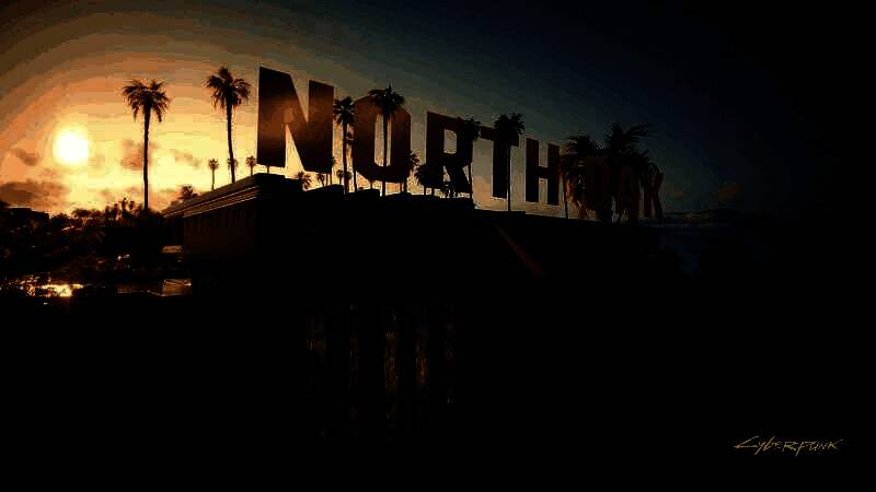 街头场景中，机械义眼的女性角色倚靠墙边，周围是涂鸦与闪烁的广告屏，细节丰富