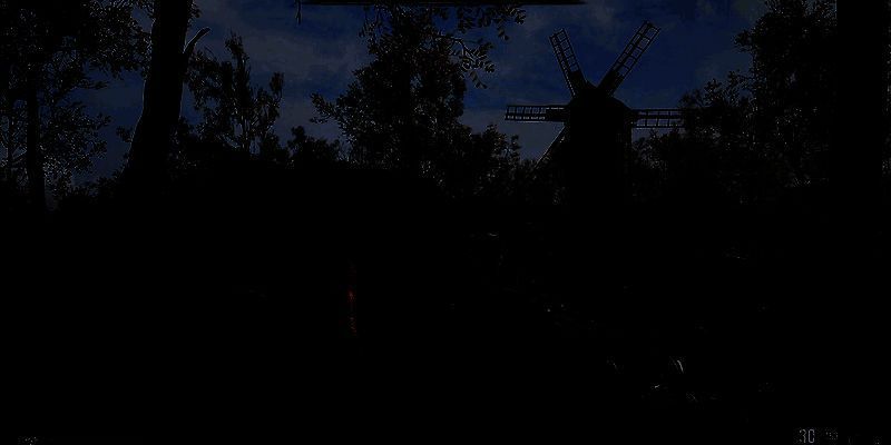 《潜行者2：切尔诺贝利之心》游戏场景，废墟中角色持枪警戒，环境阴暗压抑，充满末世氛围