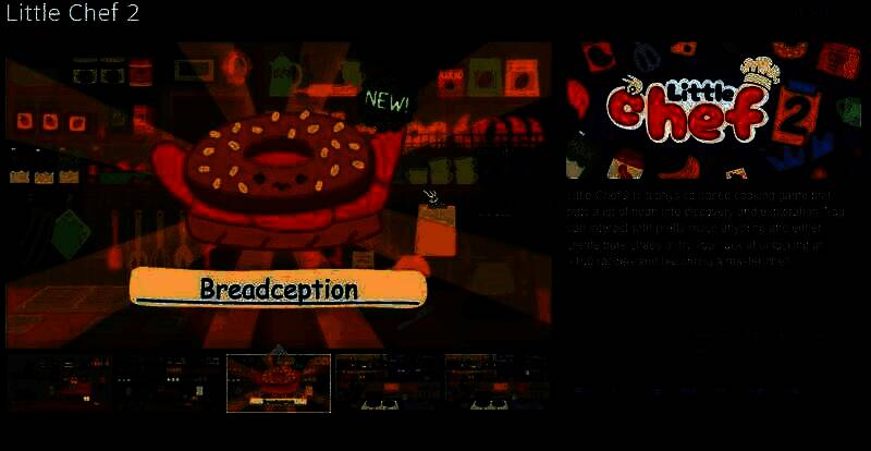 《Little Chef 2》Steam商店页面截图，展示游戏手绘风格的温馨厨房场景和卡通角色形象