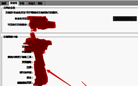 文件安全性详情页面，展示加密级别和权限设置