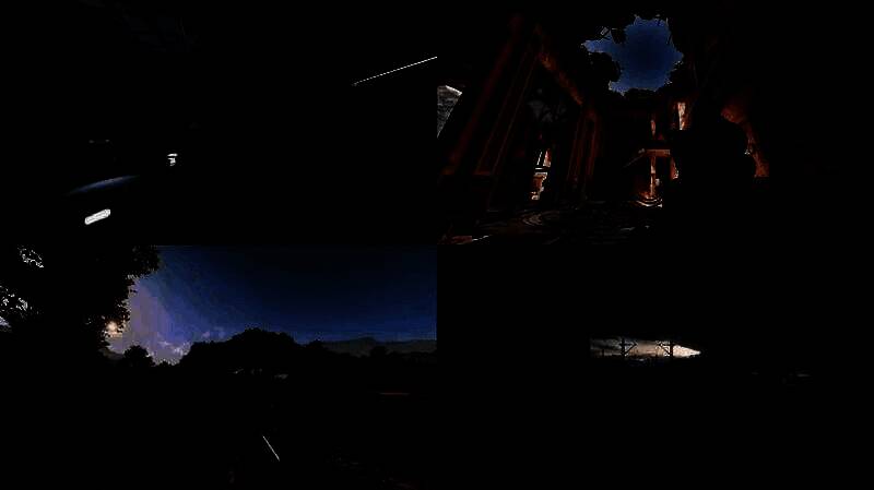 夜间丛林作战画面，角色使用夜视仪前行，周围植被随风摆动，光影层次分明