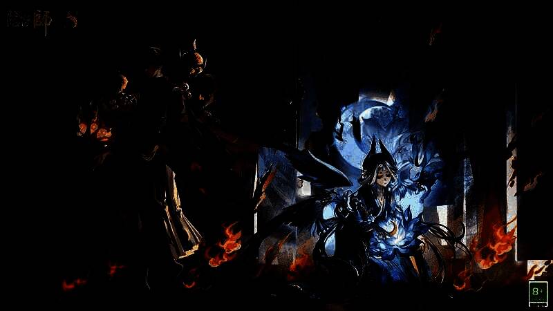 「月映焰行」限定插画，展现角色在沙漠遗迹中前行，背景有古老壁画与飘动的灯笼