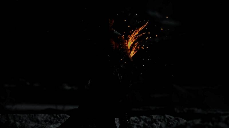 场景探索画面，主角行走在被藤蔓覆盖的古代遗迹中，光影交错，氛围压抑