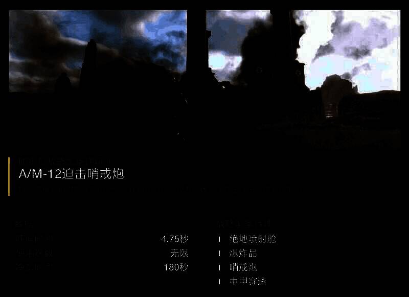 游戏界面显示迫击哨戒炮正在自动锁定并轰击地面目标，地图上标记出安全区与危险范围，直观展示其攻击逻辑