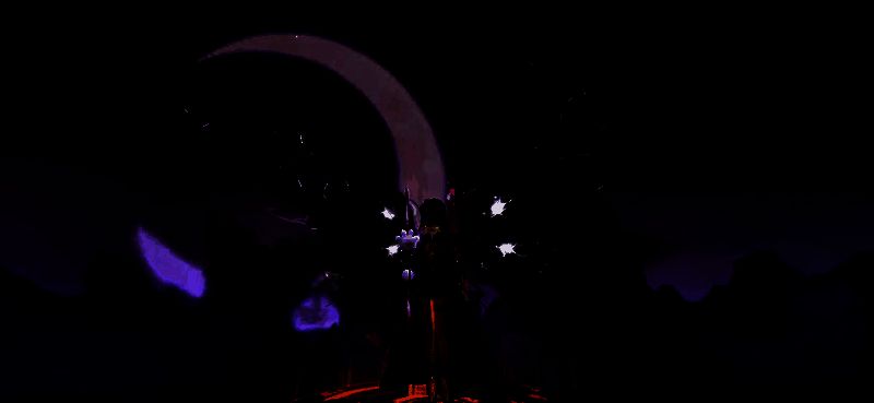 在逃神经小兔角色展示，身着龙巫战甲，手持法杖，背景为战斗特效环绕