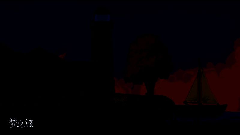 《梦之旅》游戏截图，主角站在星空下的小船上，周围漂浮着发光的愿望气球，画面静谧而充满诗意