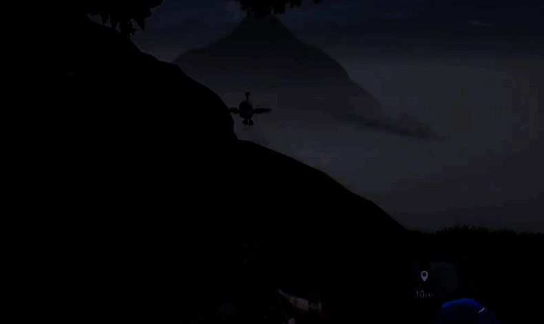 口哨鸥展翅鸣叫的特写画面，喙部发出音波涟漪，背景呈现战斗特效光效