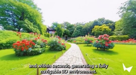 World Lab Technologies展示AI将2D图像转化为3D场景的界面，左侧为原始图片，右侧为生成的立体世界