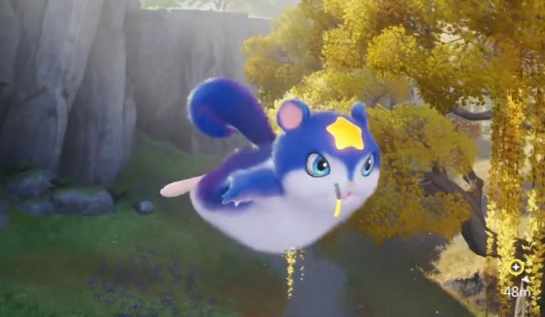 玩家在菜单界面查看星乐蒂属性面板，技能栏显示‘空中突袭’与‘星光弹幕’