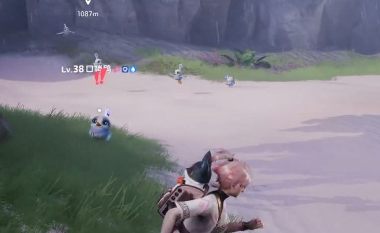 星落林雨天场景，树木笼罩在薄雾中，空中飘落细雨，地面湿滑反光，氛围感十足