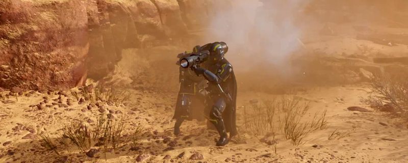 《绝地潜兵2》游戏中玩家操控角色在战场上奔跑，周围是爆炸火光与敌方单位