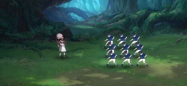 鬼童丸释放奥义技能，巨型蜘蛛弓成型，箭矢爆裂射出，覆盖多个敌人