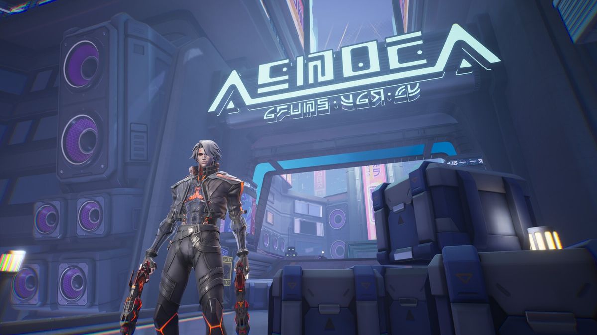 玩家角色释放大招瞬间，全身被能量包裹，周围敌人被冲击波击飞，特效华丽