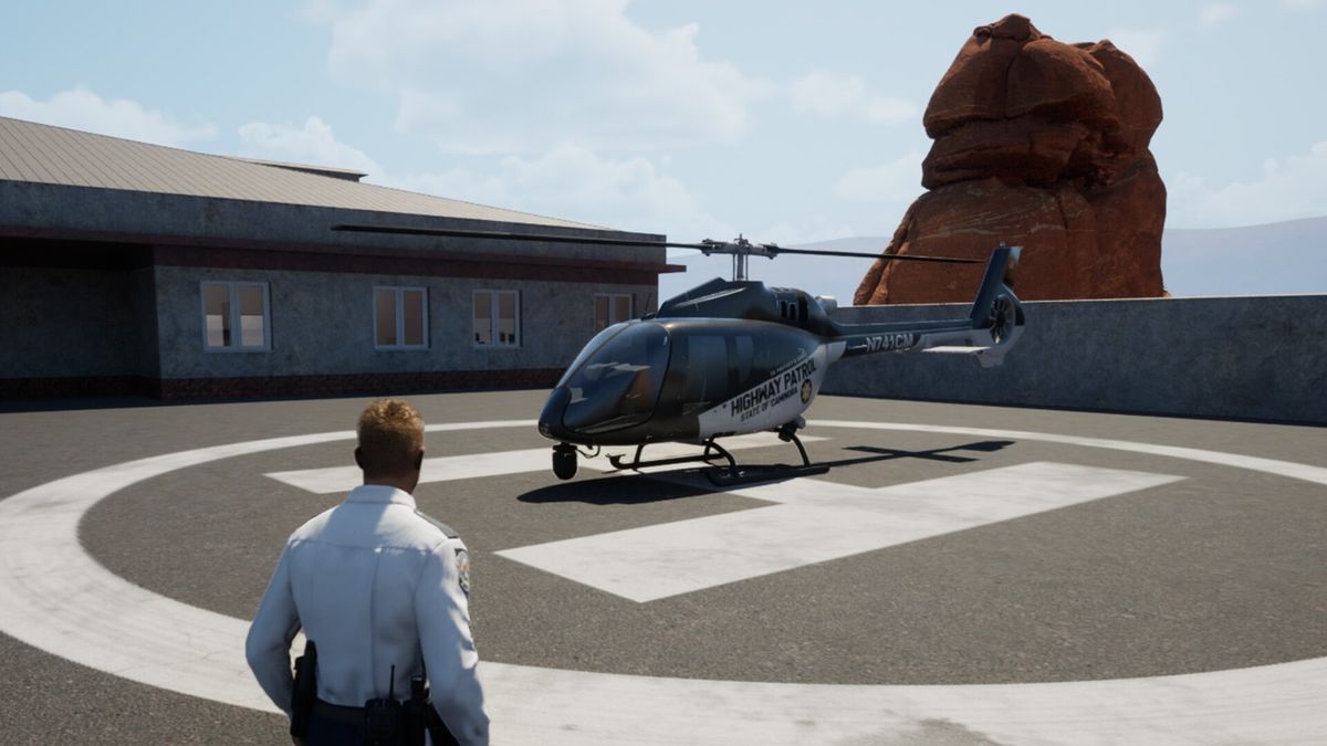 玩家在车内第一视角驾驶，仪表盘和警灯清晰可见