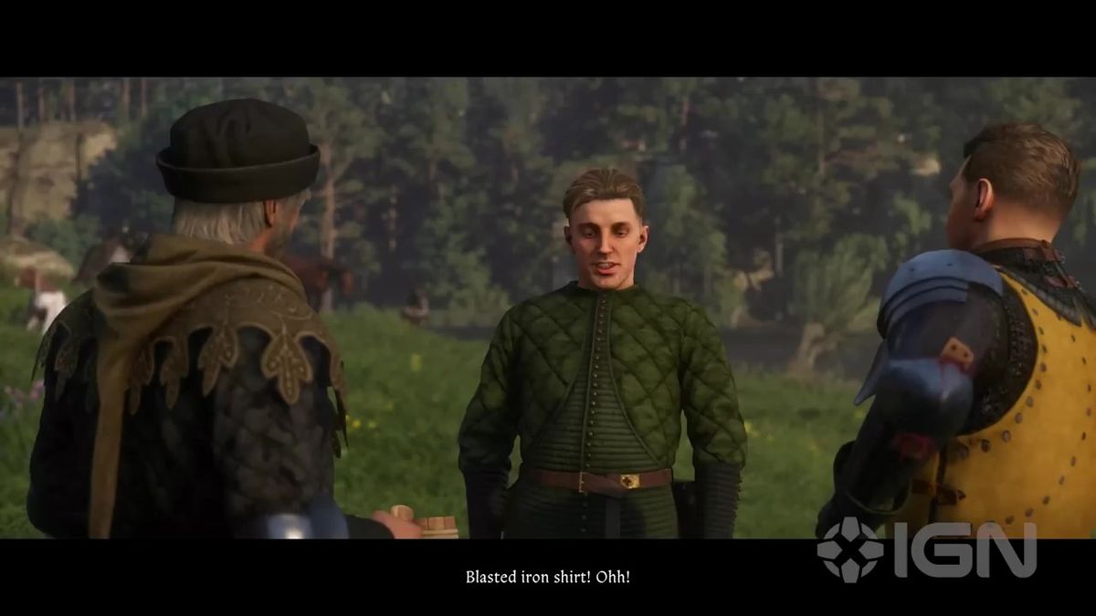 亨利与同伴在温泉中共浴，气氛轻松但略显尴尬