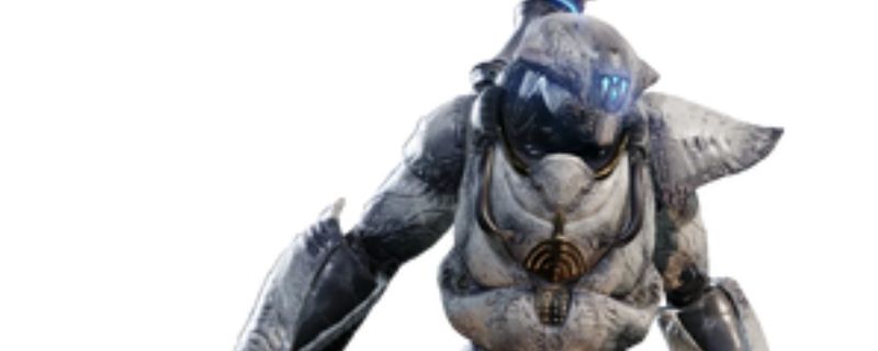 《绝地潜兵2》中光能族监视者站立姿态，外形高大神秘，散发淡蓝色能量光晕，周围为外星战场环境