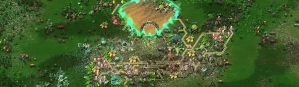 玩家在六角网格上搭建炼金流道系统，魔力液体在管道中流动，周围环绕着发光的符文结构