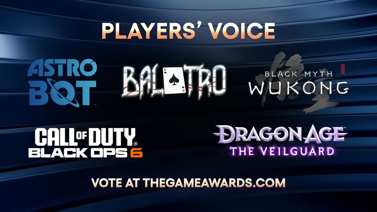 TGA玩家之声候选游戏名单公布画面，背景展示多款游戏LOGO，包括<a target=