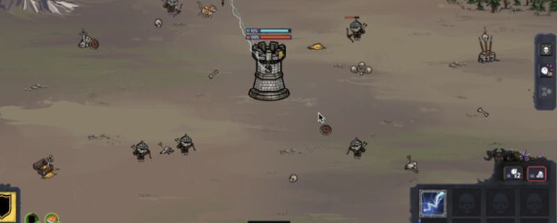 《Zombie Tower Survivor》游戏主界面展示，一座悬浮于废墟之上的魔法塔，周围环绕着绿色能量光环，远处是成群逼近的僵尸