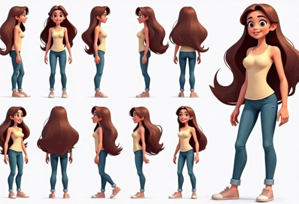 AI生成的游戏概念图对比，左侧为输入文字描述，右侧为生成的科幻场景原画