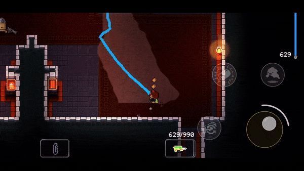 手游界面演示半辅助模式，角色自动锁定敌人并射击，弹道精准