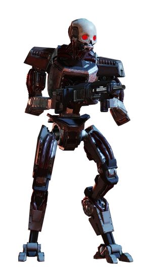 《绝地潜兵2》UI界面显示机械士兵的详细属性面板，包括血量、抗性数值及武器图标