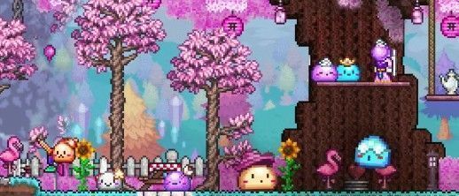 玩家在泰拉瑞亚地下巨型矿洞中探索，身上装备发光头盔，周围布满火把与发光蘑菇，地面散落各类矿石