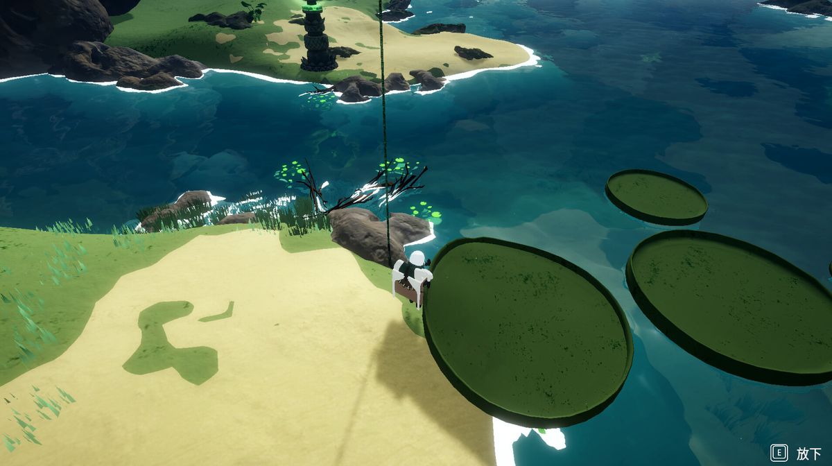 一座巨大石碑上刻满未知文字，玩家角色正用手触摸碑文，泛起蓝色光芒